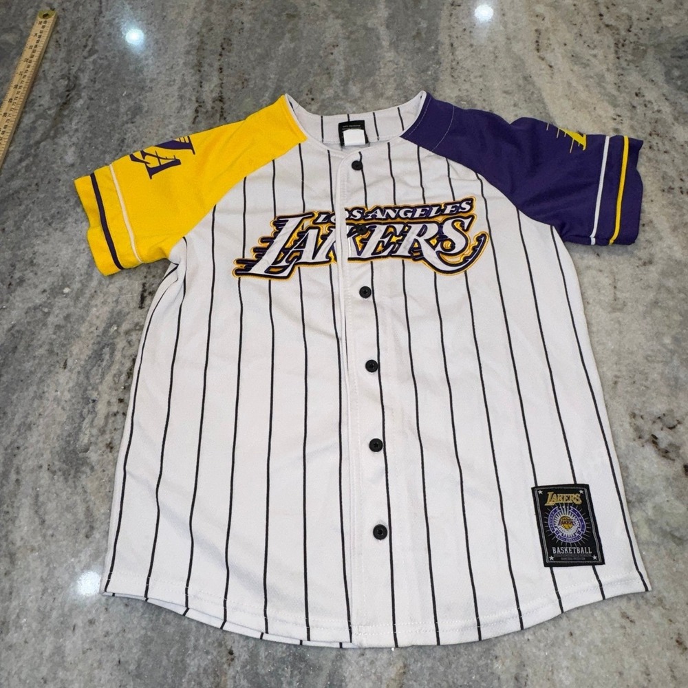 LA Lakers Youth XL (14/16) Basketball Jersey Shirt Button Down Short Sleeve NBA